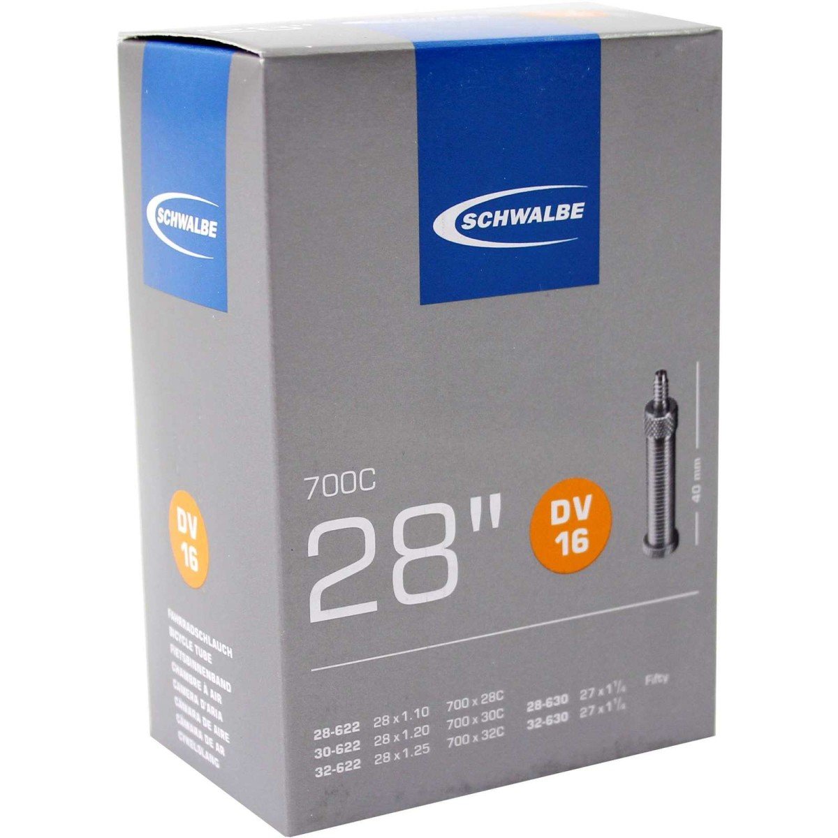 Schwalbe Binnenband 28 Schw DV16 NL-ventiel 28x1 5/8x1 1/8-1/4, 27x1 1/4 Zwart - Afbeelding 2